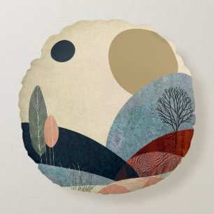 Fantasy Hills Landscape Round Cushion