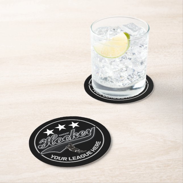 Fantasy Hockey League Round Paper Coaster (Insitu)