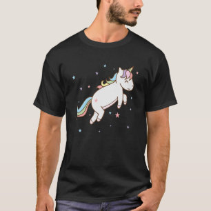 Fantasy Horse Unicorn jumping with colourful Tail T-Shirt