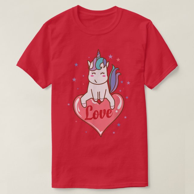 Fantasy Horse Unicorn with love Heart  T-Shirt (Design Front)