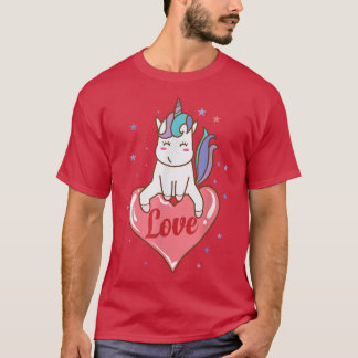Fantasy Horse Unicorn with love Heart  T-Shirt