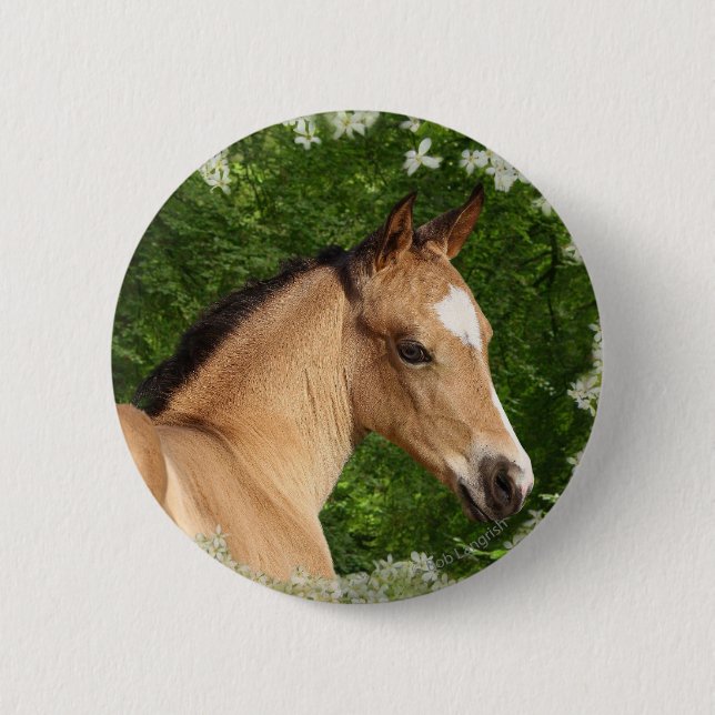 Fantasy Horses: Flowers 6 Cm Round Badge (Front)