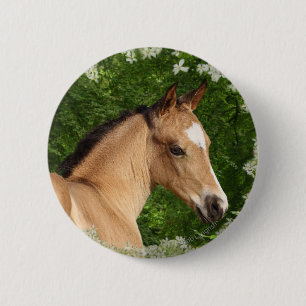 Fantasy Horses: Flowers 6 Cm Round Badge