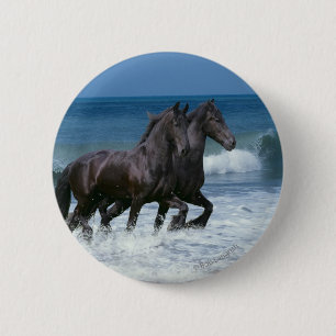 Fantasy Horses: Friesians & Sea 6 Cm Round Badge