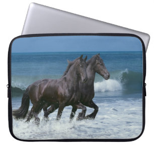 Fantasy Horses: Friesians & Sea Laptop Sleeve