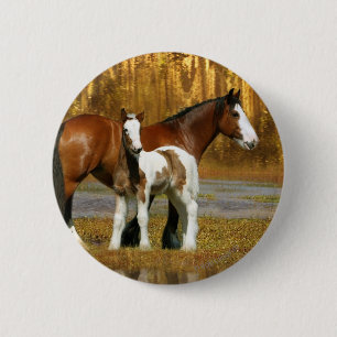 Fantasy Horses: Mare & Foal 6 Cm Round Badge