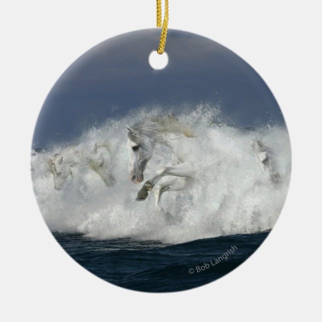 Fantasy Horses: Sea Ceramic Tree Decoration (Front)