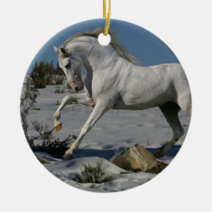 Fantasy Horses: Snow King Ceramic Tree Decoration