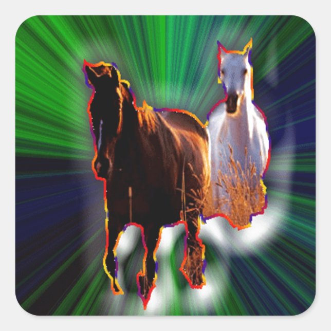 Fantasy Horses Square Sticker (Front)