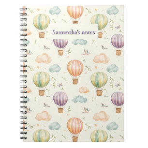 Fantasy Hot Air Balloon Pattern Watercolor Design Notebook