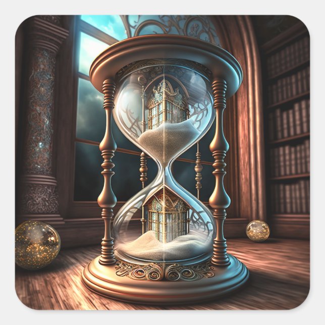 Fantasy Hourglass Square Sticker (Front)