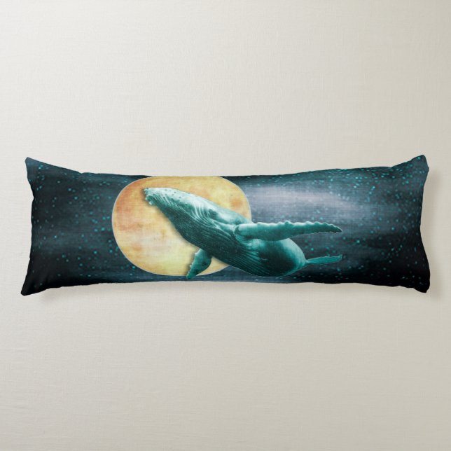 Fantasy Humpback Whale Flying to The Moon - Body P Body Cushion (Front)