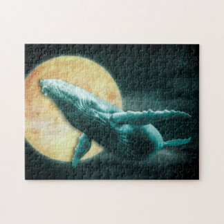 Fantasy Humpback Whale Flying to The Moon - Puzzle