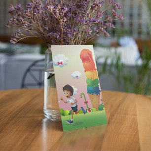 Fantasy Ice Cream Cone with Happy Running Boy Invitation