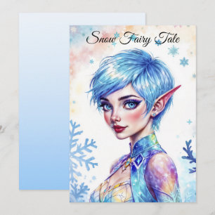 Fantasy ice elf winter magic snowflake art invitation