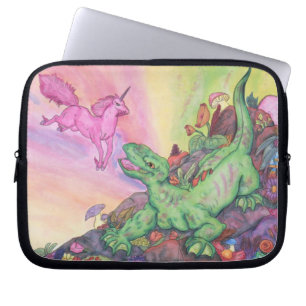 Fantasy Illustration Lizard Pink Flying Unicorn Laptop Sleeve