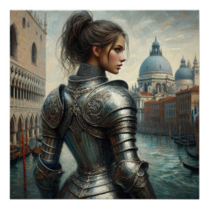 Fantasy illustration of warrior princess poster
