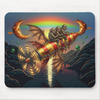 Fantasy Image 3 Trolls On A Retro Rocket Mouse Mat