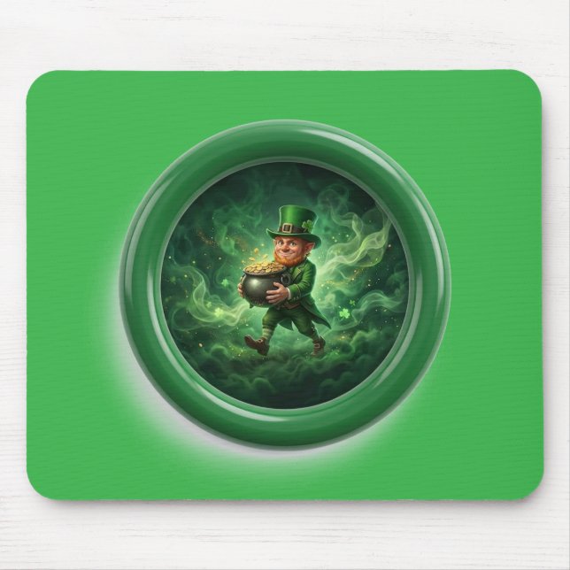 Fantasy Image Leprechaun Carrying Pot Of Gold Mouse Mat (Front)