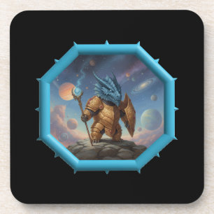 Fantasy Image Little Blue Dragon In Bronze Armor Coaster