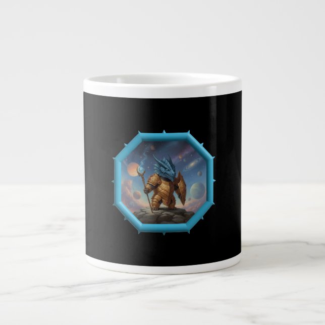 Fantasy Image Little Blue Dragon In Bronze Armor Large Coffee Mug (Front)