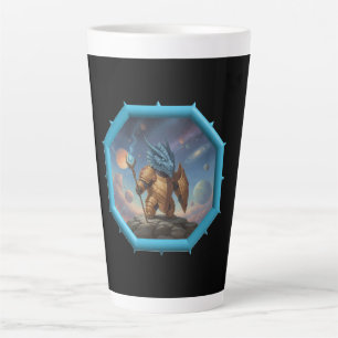 Fantasy Image Little Blue Dragon In Bronze Armor Latte Mug
