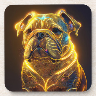 Fantasy Image Neon Yellow English Bulldog Coaster