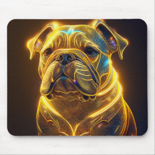 Fantasy Image Neon Yellow English Bulldog Mouse Mat