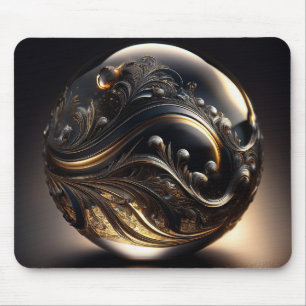 Fantasy Image Of a Grey Transparent Ball With Art Mouse Mat