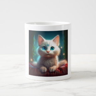 Fantasy Image Of A Young Albino Cat Large Coffee Mug