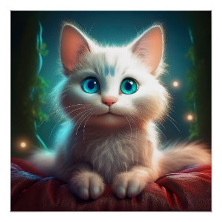 Fantasy Image Of A Young Albino Cat Poster