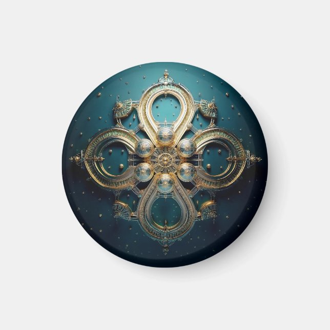 Fantasy Image Steampunk Inspired Medallion Magnet (Front)
