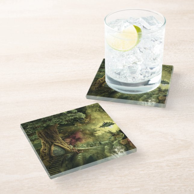 Fantasy in the Amazon Glass Coaster (Angled)