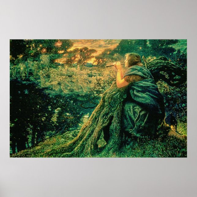 "Fantasy in Twilight" by Edward Robert Hughes Poster (Front)