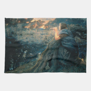 Fantasy in Twilight (by Edward Robert Hughes) Tea Towel