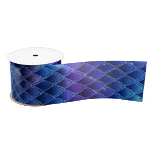 Fantasy Iridescent Dragon Blue Purple Scales Satin Ribbon