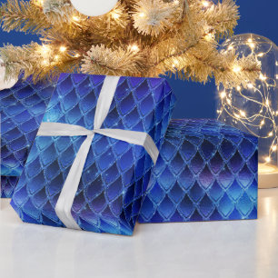 Fantasy Iridescent Dragon Blue Purple Scales Wrapping Paper