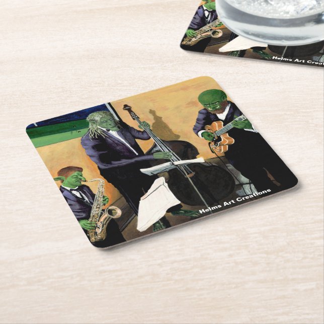 Fantasy Jazz Blues Musicians Art Paper Coasters (Angled)