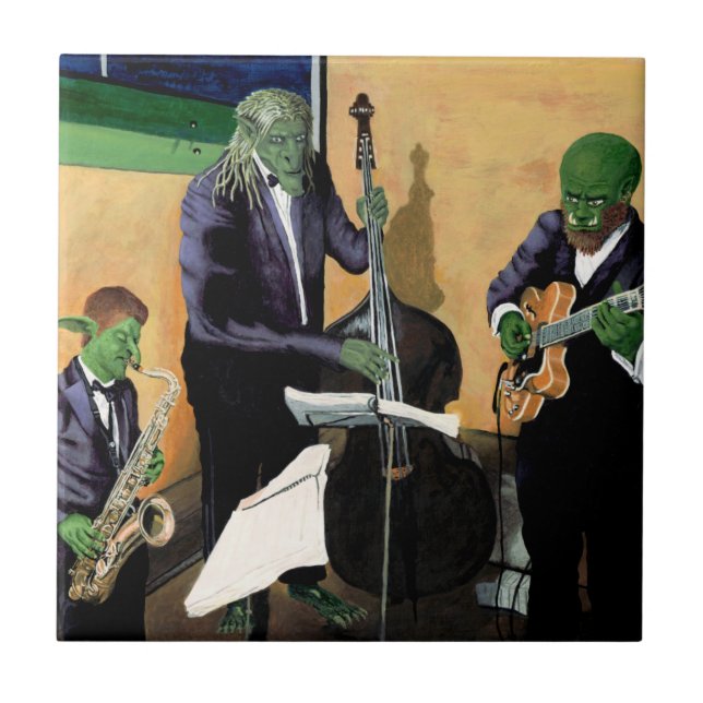 Fantasy Jazz Musicians Music Art Decorative Tile (Front)