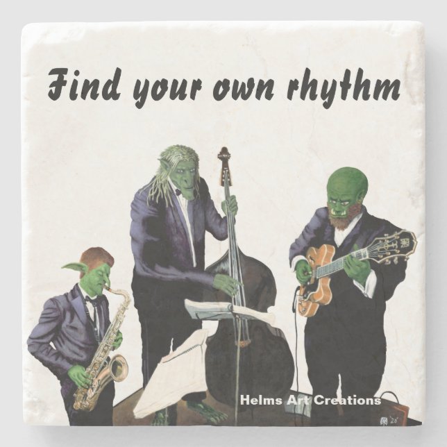 Fantasy Jazz Musicians Music Art Stone Coaster (Front)
