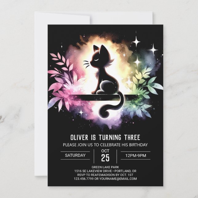 Fantasy Kids Cat Birthday  Invitation (Front)