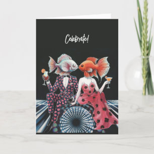 Fantasy Kissing Fish Celebrate Happy Birthday Card