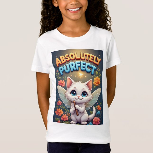 Fantasy Kitten With Fairy Wings T-Shirt (Front)