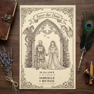 Fantasy Knight Dragon Gothic Wedding Save The Date