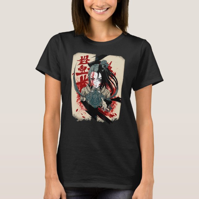 Fantasy Kuchisake onna Battle Between Good and Evi T-Shirt (Front)