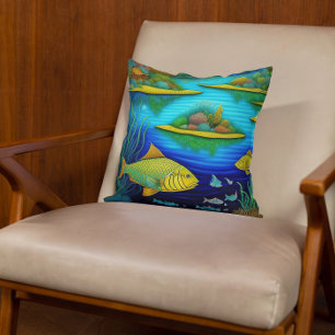 Fantasy Lake Fish Art Cushion
