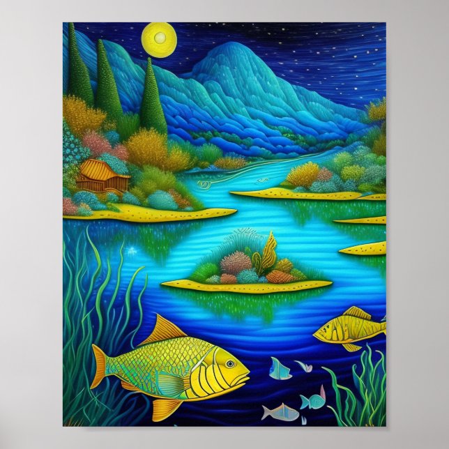 Fantasy Lake Fish Art Print (Front)