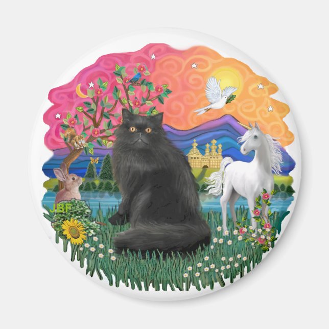 Fantasy Land (ff) - Persian cat (black) Magnet (Front)