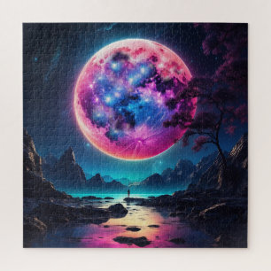 Fantasy landscape with giant moon jigsaw puzzle