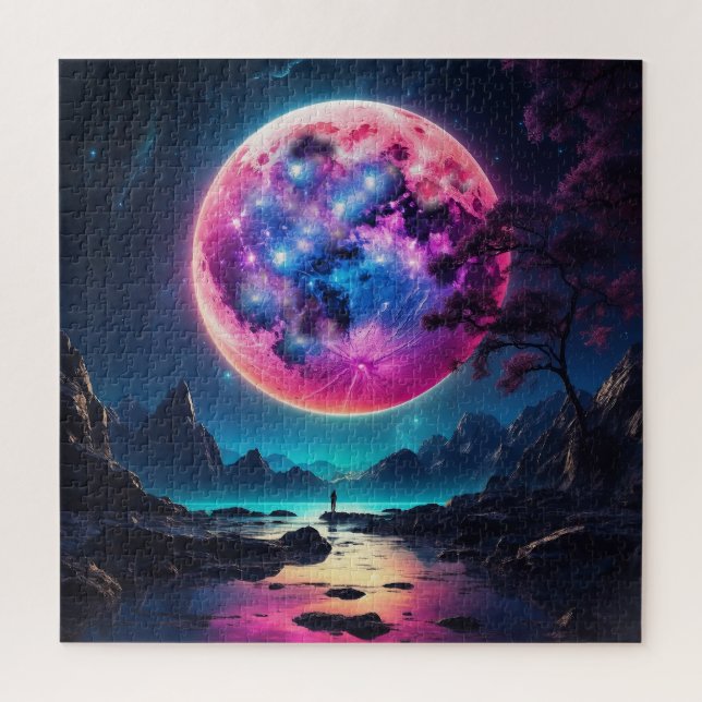 Fantasy landscape with giant moon jigsaw puzzle (Vertical)